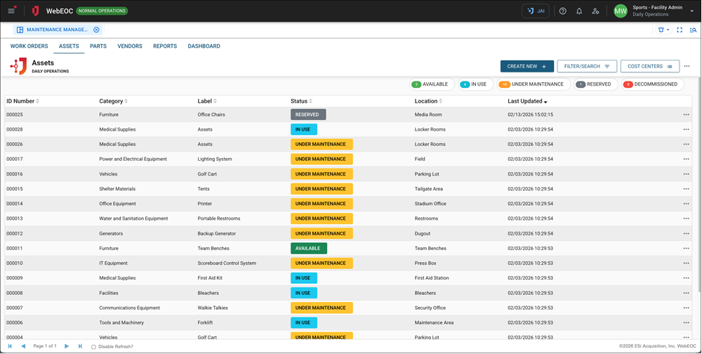 Maintenance Management - Assets